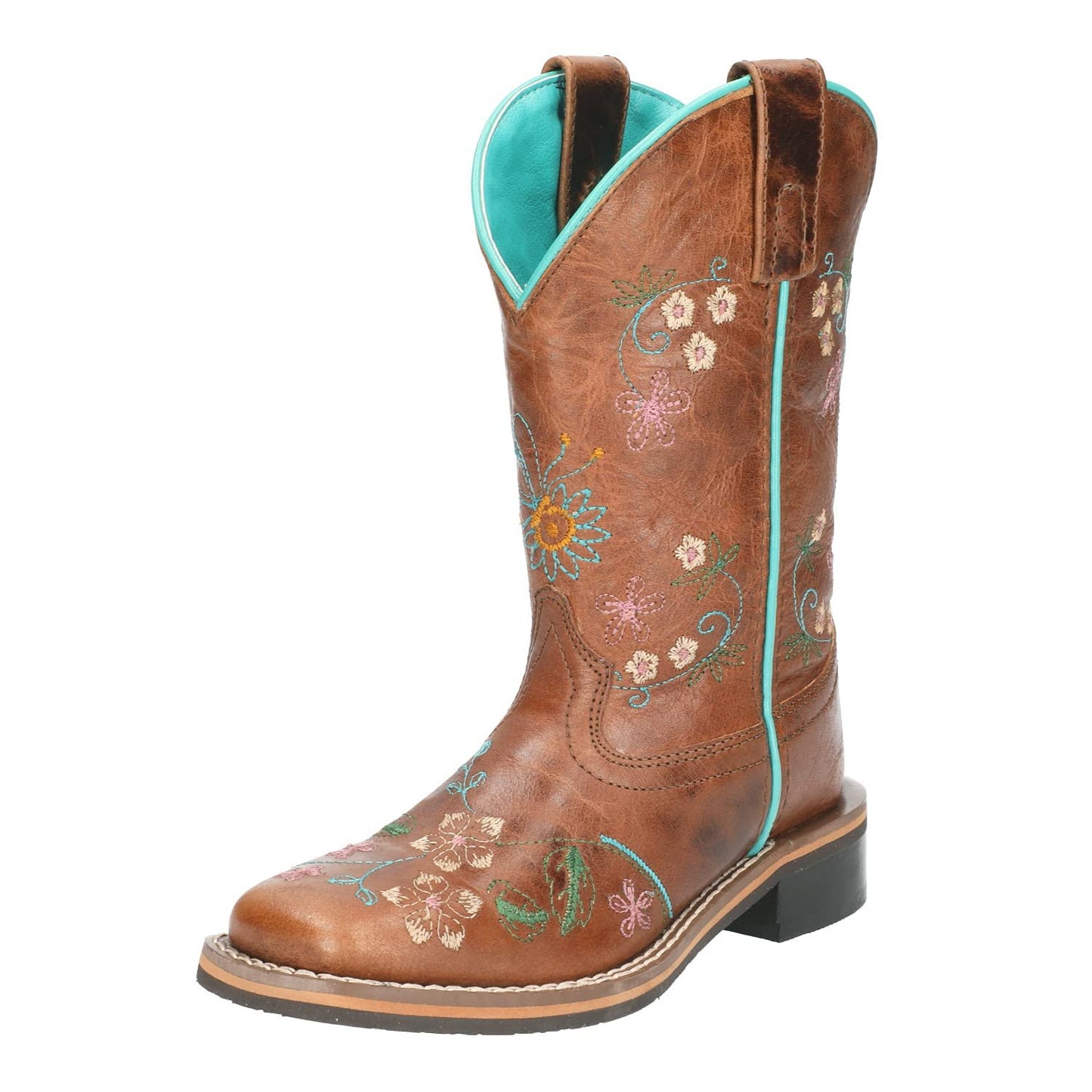 Smoky+Children%27s+Kid%27s+Floralie+Brown+Leather+Western+Cowboy+Boot