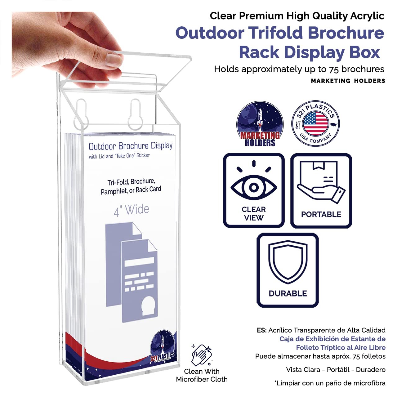 Marketing Holders Outdoor Brochure Holder Window Hook AdBox Business Card Display TriFold Pamphlet Menu Maps