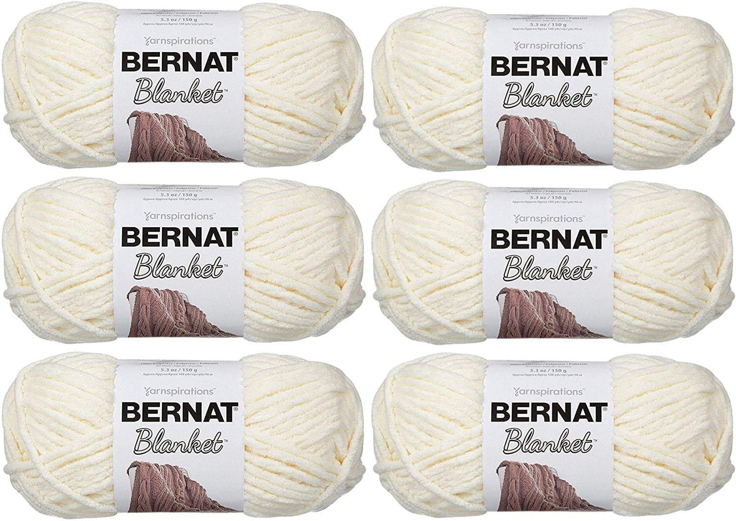 Bernat Blanket Yarn, 5.3oz, 6-Pack (Vintage White)
