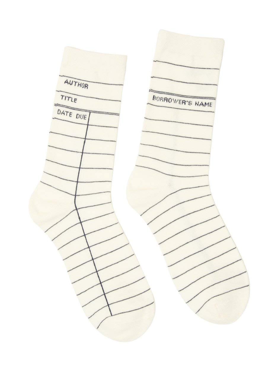 Out of Print Library Card White Socks Unisex Large