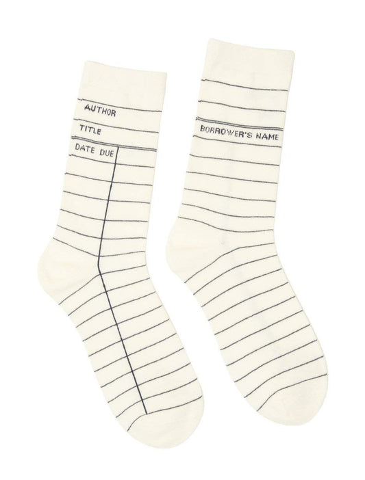 Out of Print Library Card White Socks Unisex Large