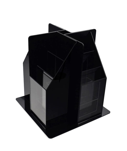 Marketing Holders Rotating Brochure Holder for 4x9 Inch Trifolds 12 Pocket Tiered Clear and Black Acrylic Spinning Countertop Organizer for Rack Cards and Takeout Menus