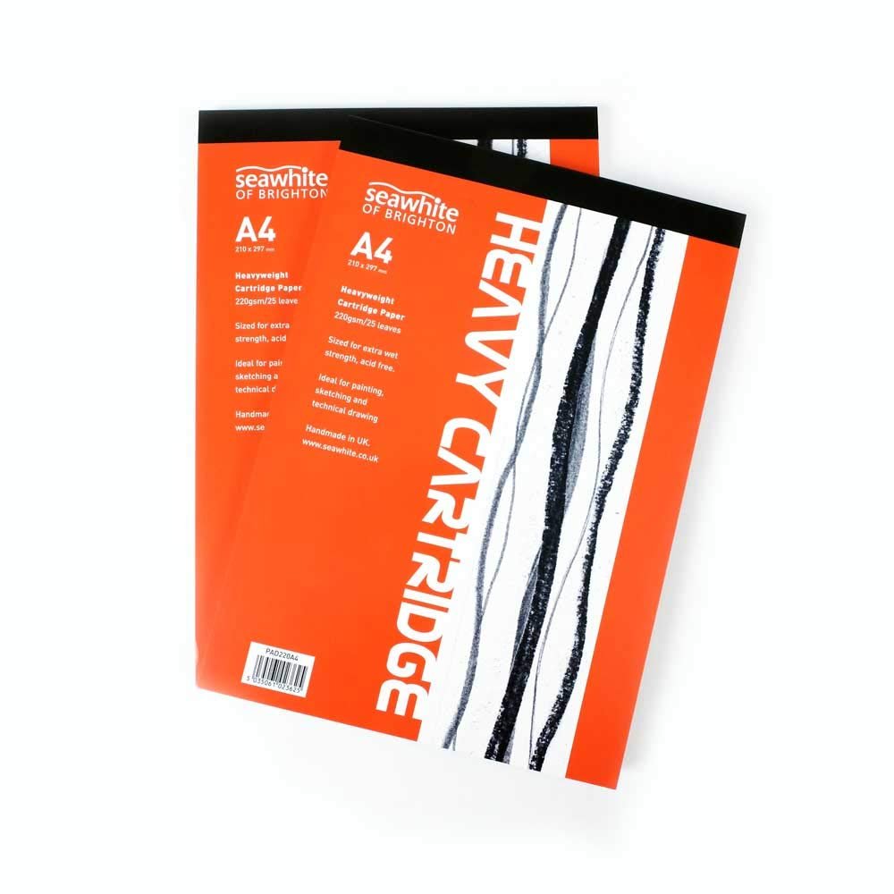 Seawhite 220gsm Heavy All-Media Cartridge Pad by Seawhite Of Brighton,A4-297 x 210mm,PAD220A4