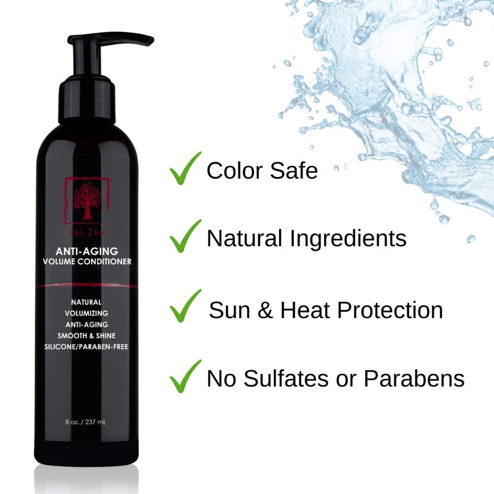 Sai Zen Anti-Aging Volume Conditioner | Anti-Thinning and Volumizing Formula | Made in USA | Sulfate and Paraben Free | All Hair Types, 8 oz.