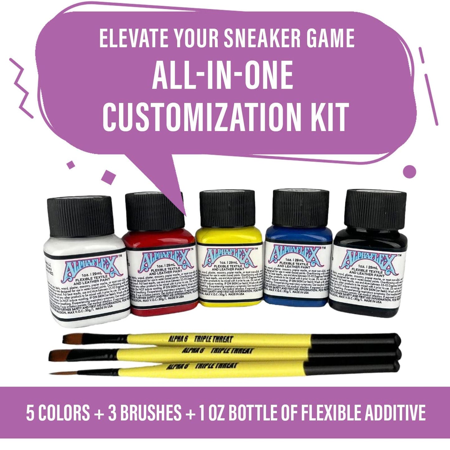Alphaflex Flexible Acrylic Paint Set for Artists, Students, Teachers, Shoe & Clothing Customization