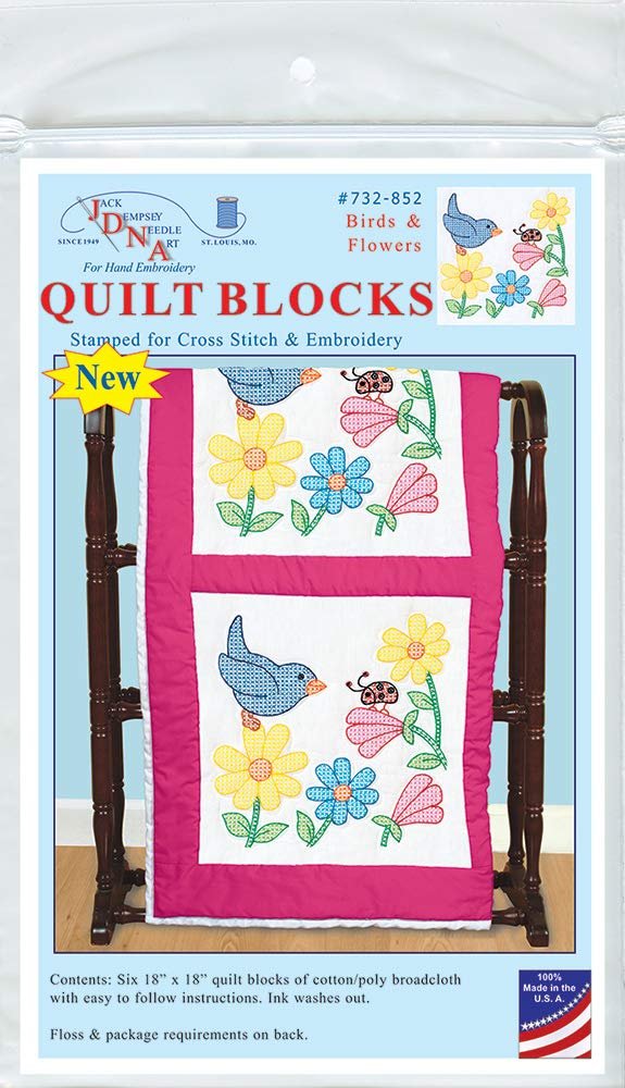 Jack Dempsey Needle Art Birds & Flowers Hand Embroidery, White