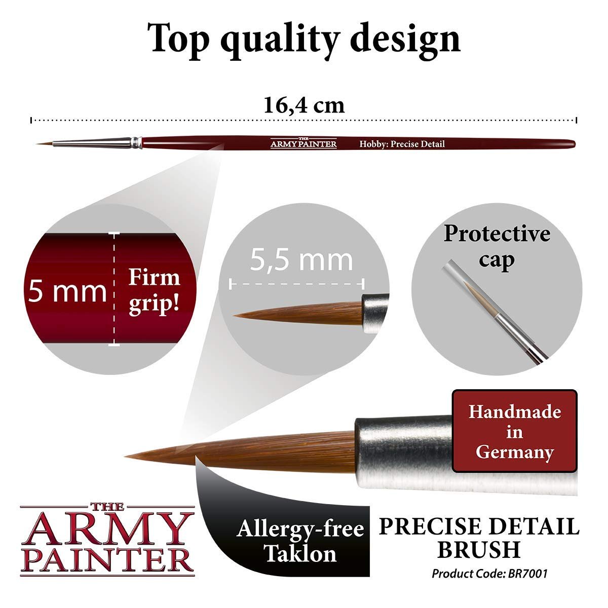 The Army Painter Hobby: Precise Detail - Hobby Brush with Synthetic Taklon Hair - Fine Detail Paint Brush, Small Paint Brush, Model Paint Brush and Fine Tip Paint Brushes for Miniature Painting