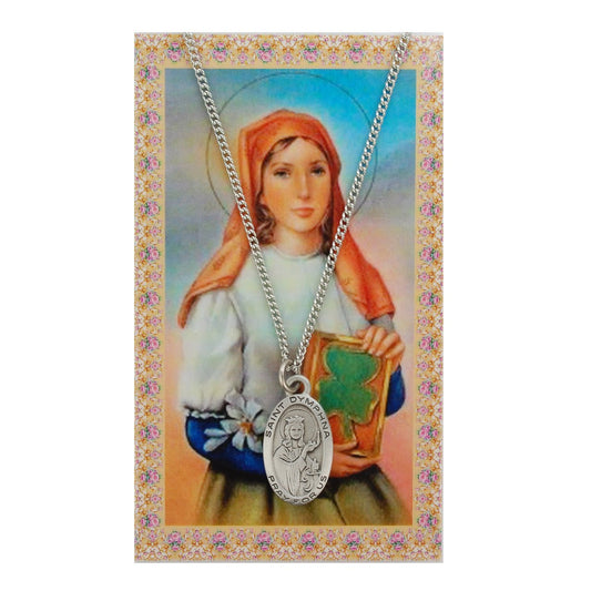 St Dymphna Prayer Card With Medal Pendant Charm Patron Saint Catholic Christian