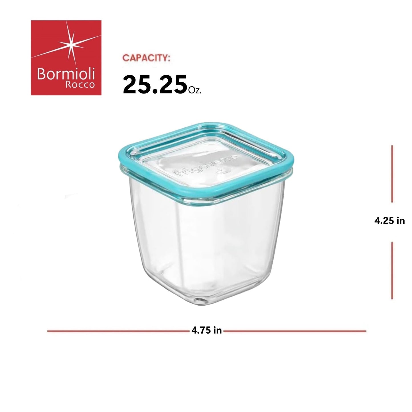 Bormioli Rocco Frigoverre Future Food Storage Container, Made From Durable Glass, Dishwasher Safe, Made In Italy