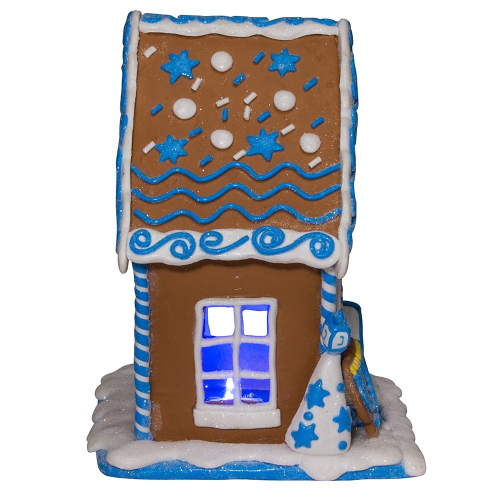 Kurt S. Adler Kurt Adler 7-Inch LED Hanukkah Gingerbread House Tablepiece, Blue