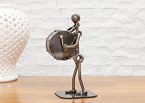 Broadway Gift Silvertone Marching Drummer Player 6 inch Table Top Figurine
