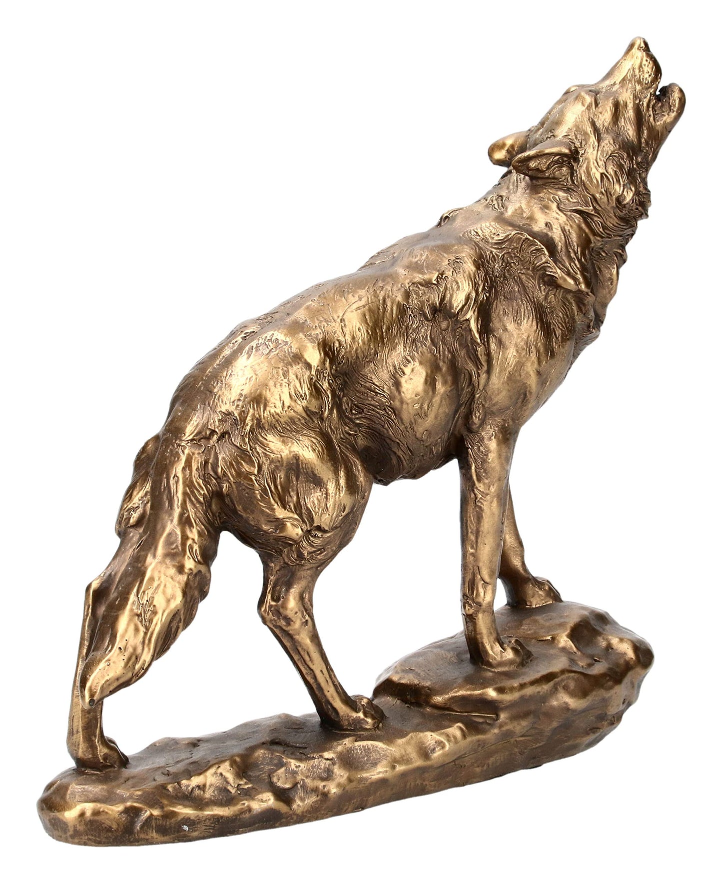 Pacific Giftware Animal World Howling Wolf Golden Finish Resin Figurine