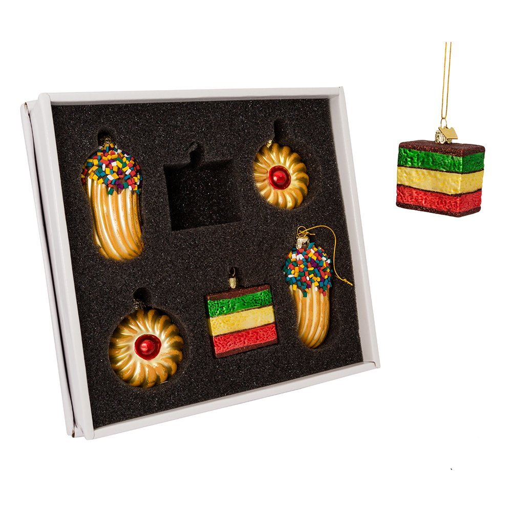 Kurt Adler 2-Inch - 3-Inch Noble Gems Glass 6-Piece Cookie Ornament Set