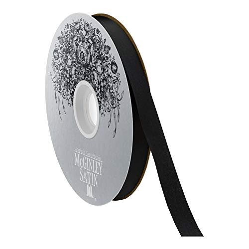 McGinley Mills 9/16" W Acetate Satin Ribbon, Black, 100 Yard Spool
