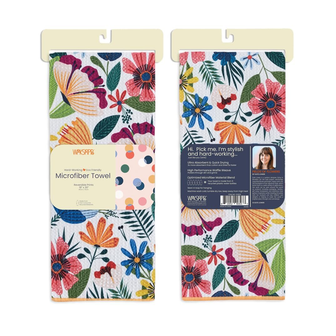 WerkShoppe Fields of Flowers Microfiber Kitchen Towel - Home DÉCOR Gift