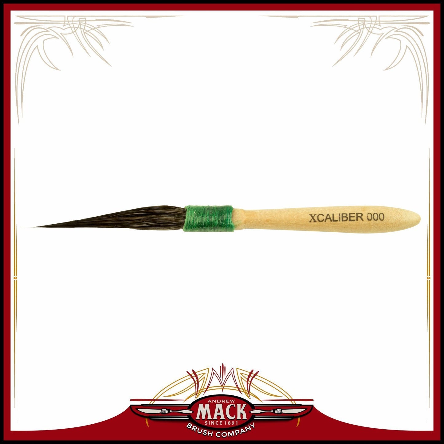 Andrew Mack Size 000 The Xcaliber Striper Brush Series 1 1/2" Short Blue Squirrel Hair Creates Greater Control for Intricate Designs