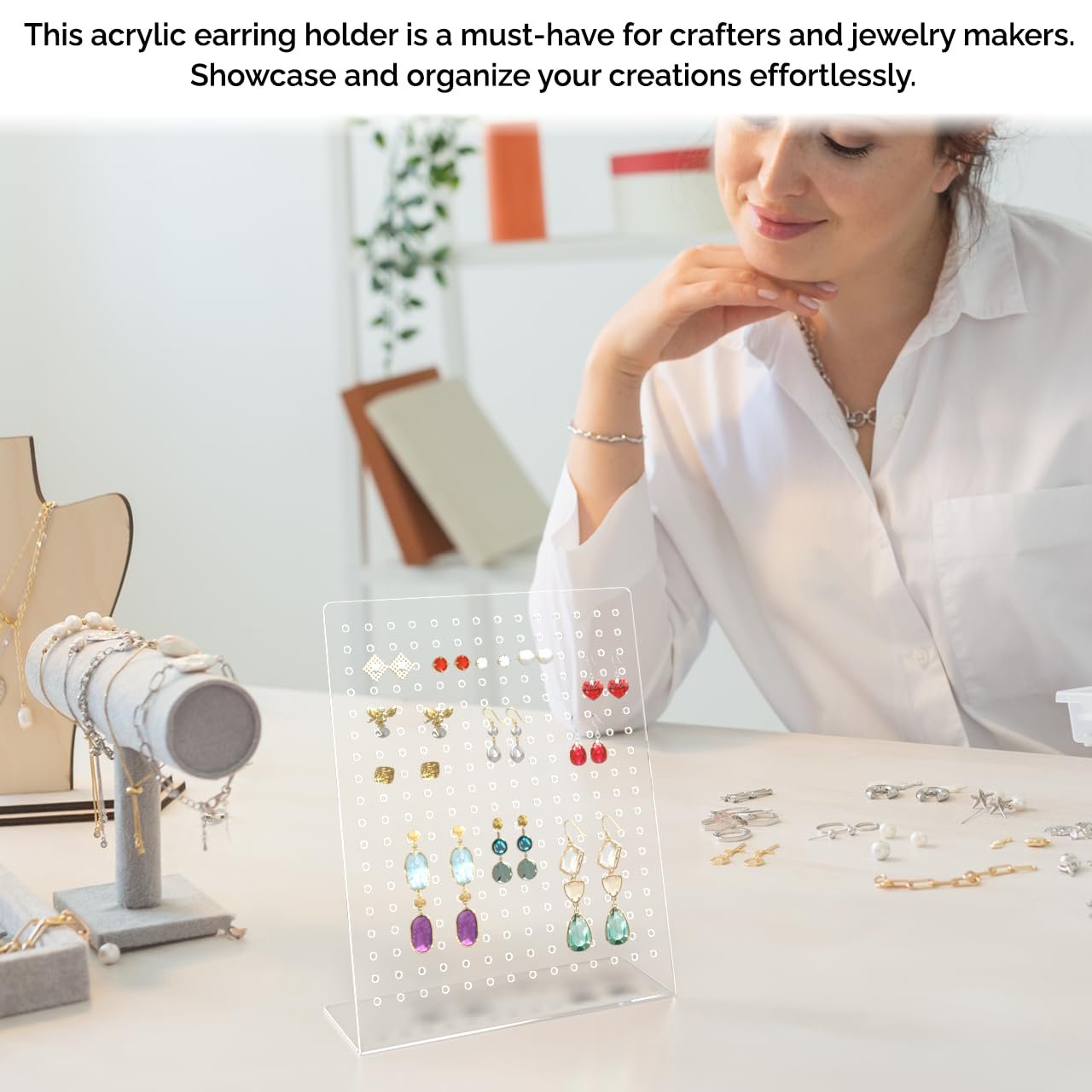 Marketing Holders Earring Display Stand 120 Pair Slant Back Clear Acrylic for Hoops Studs or Dangles Craft Fairs Art Shows Jewelry Designers Secondhand Shops Accessory Outlets Portable Neat