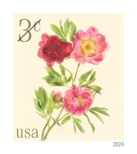 Peonies 2024 3-Cent (Sheet of 20) Denominated Mail-use Additional Postage Stamps