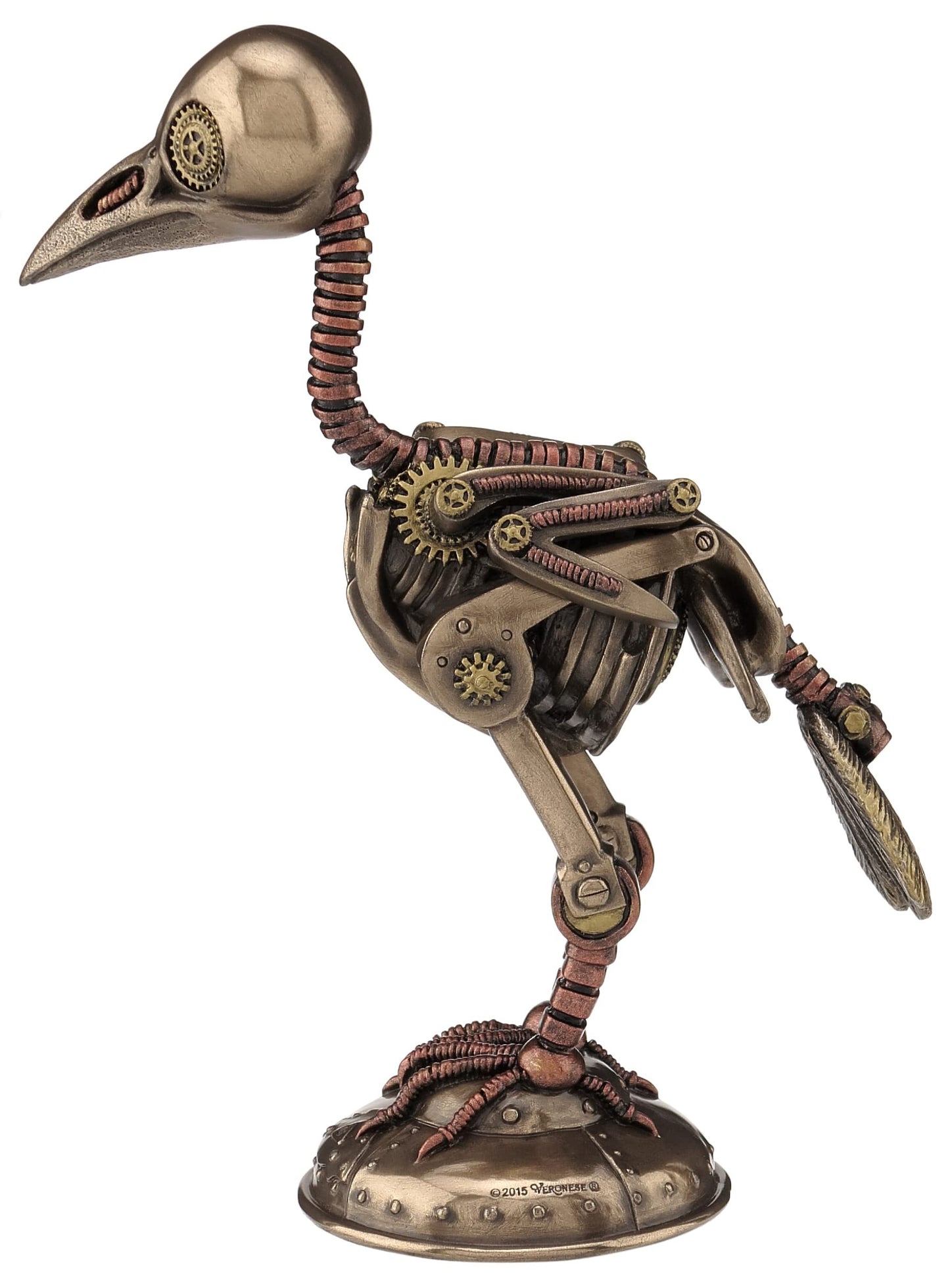 Unicorn Studio 7 1/8 Inch Steampunk Crow Skeleton Resin Sculpture Cold Cast Bronze Finish