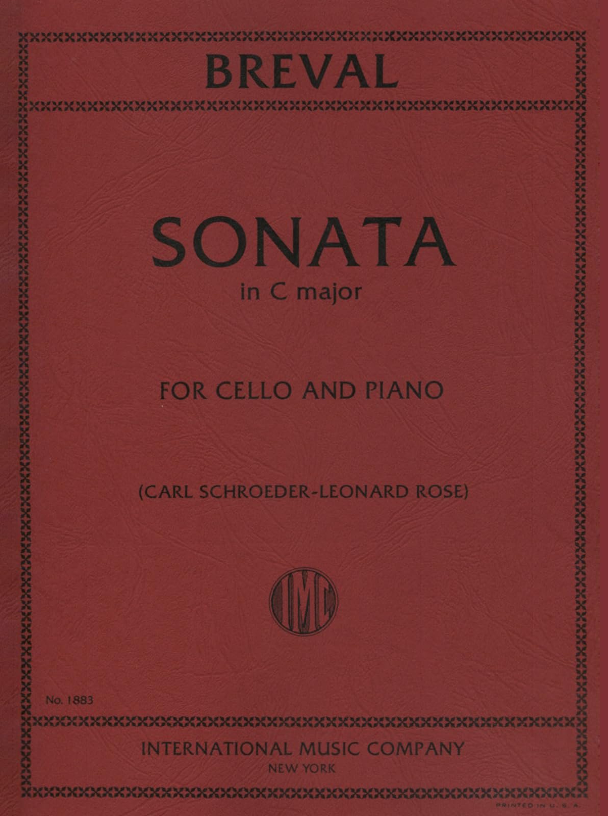 Brevel Sonata in C Major for Cello and Piano (Schroeder-rose)