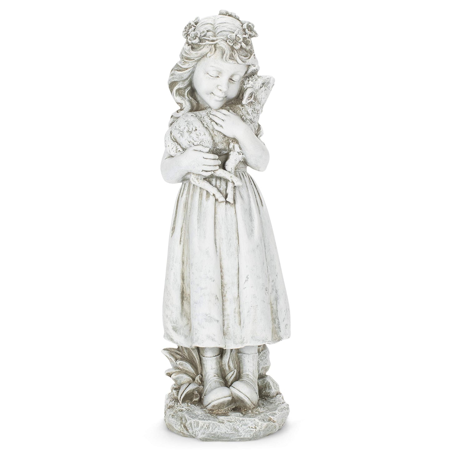 Joseph's Studio by Roman Inc., Girl with Lamb Garden Statue, Garden Collection, Religious Statue, Holy Family, Memorial, Angel, Patron Saint, Garden Décor (5x5x16)