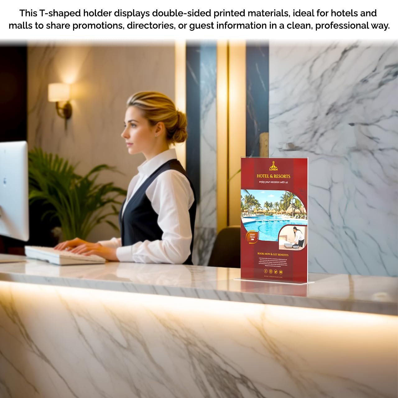 Marketing Holders Sign Holder Display for Literature Tabletop Menu Stand for Restaurants Nightclubs and Bars Acrylic