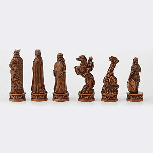Veronese Design 3 1/4 Inch Viking Chessmen Set Hand Painted Resin Wood Ivory Finish Statue Home Decor