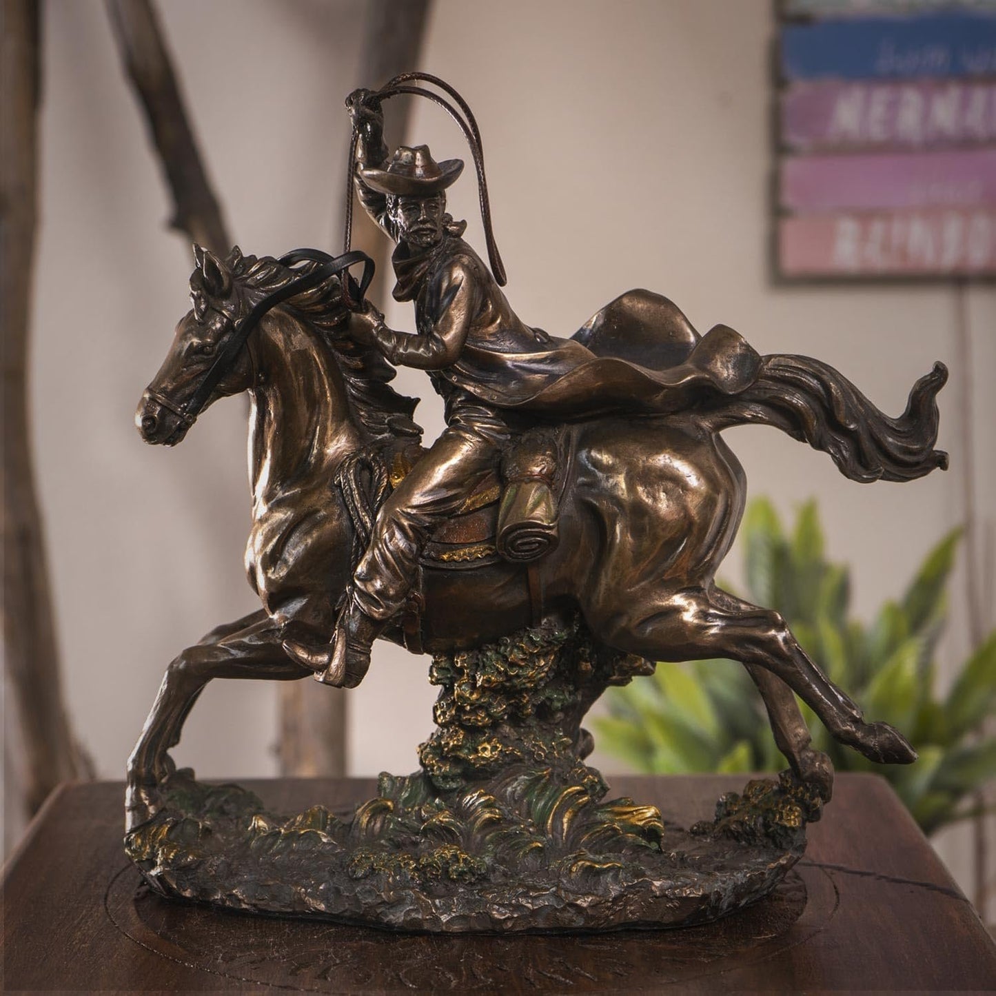Pacific Giftware Cowboy Lasso Action Statue - 9.5" Tall Wild West Rider Figurine, Rustic Western Decor
