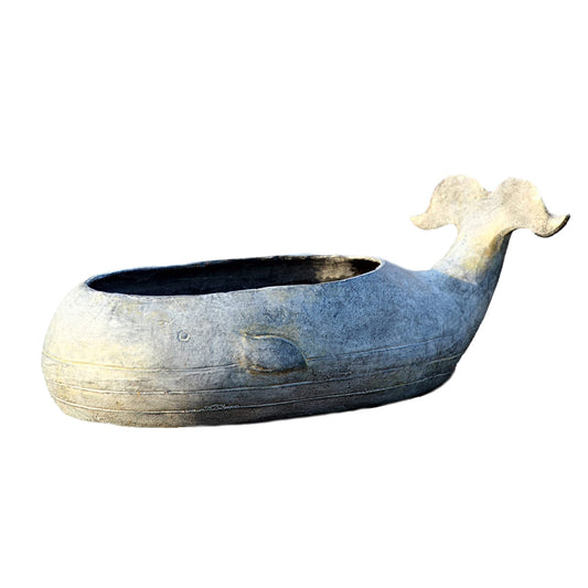 SPI Home 34289 Weathered and Detailed Grey Whale 6.5 x 17 Aluminum Decorative Indoor Outdoor Standing Planter Container