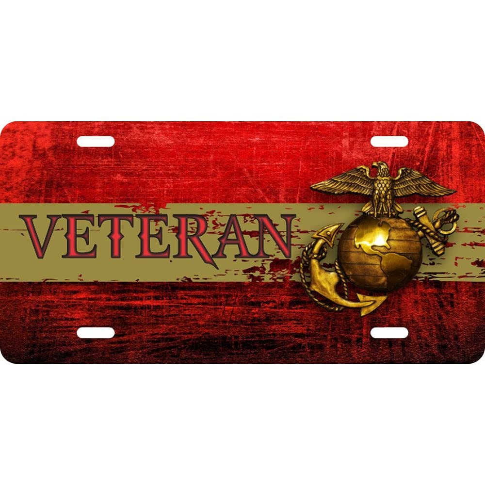 US Marine Corps USMC Veteran EGA Distressed License Plate