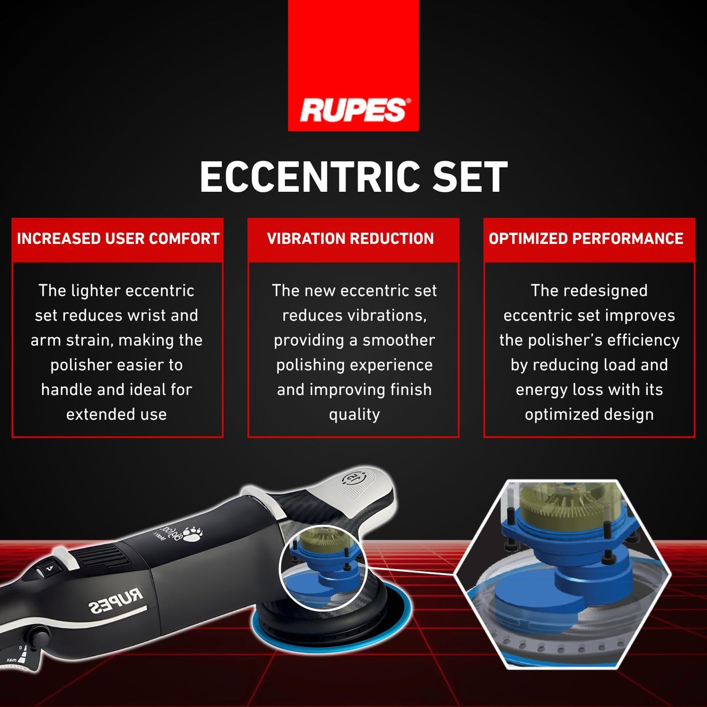 RUPES LHR15V for Bigfoot Mark V Random Orbital Polisher - Additional Accessories Included - Bigfoot Silver Tools Bag Included - Reduced Noise & Vibrations - Provides Optimal Balance