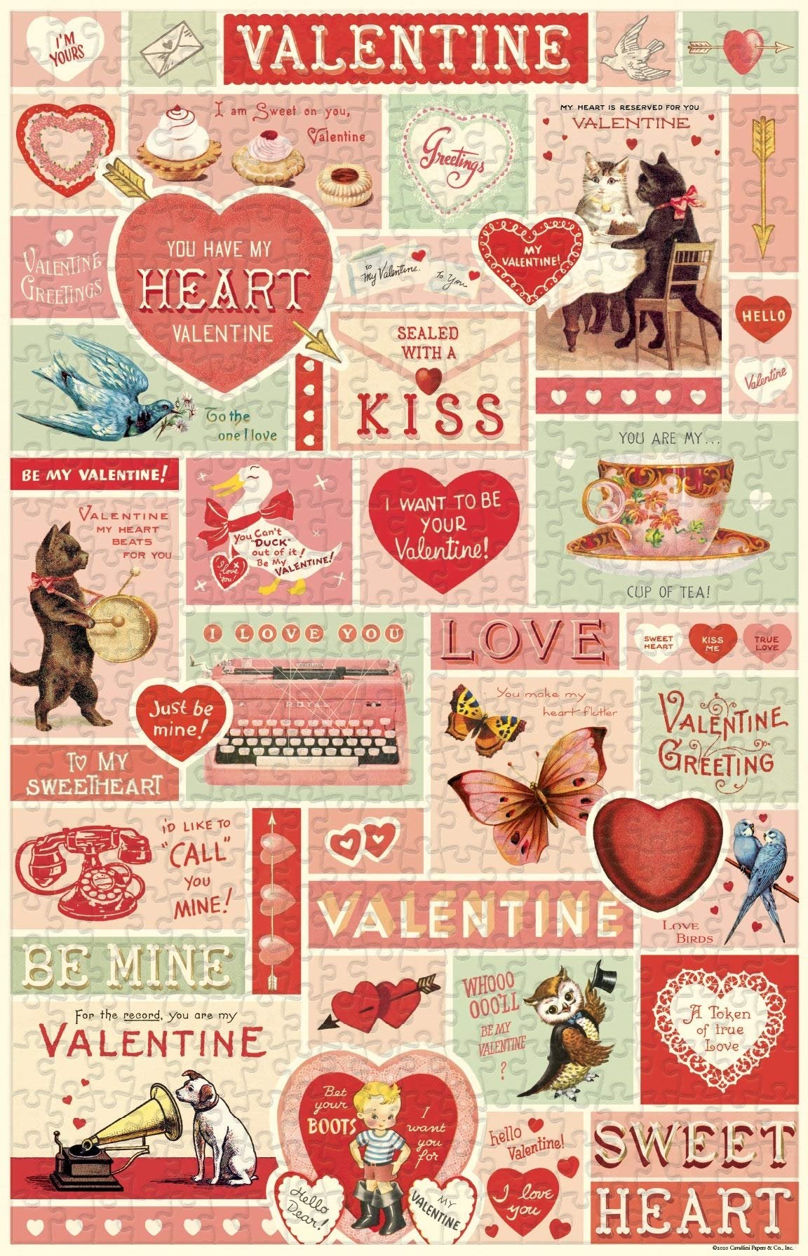 Cavallini Papers & Co. Vintage Valentine 500 Piece Puzzle