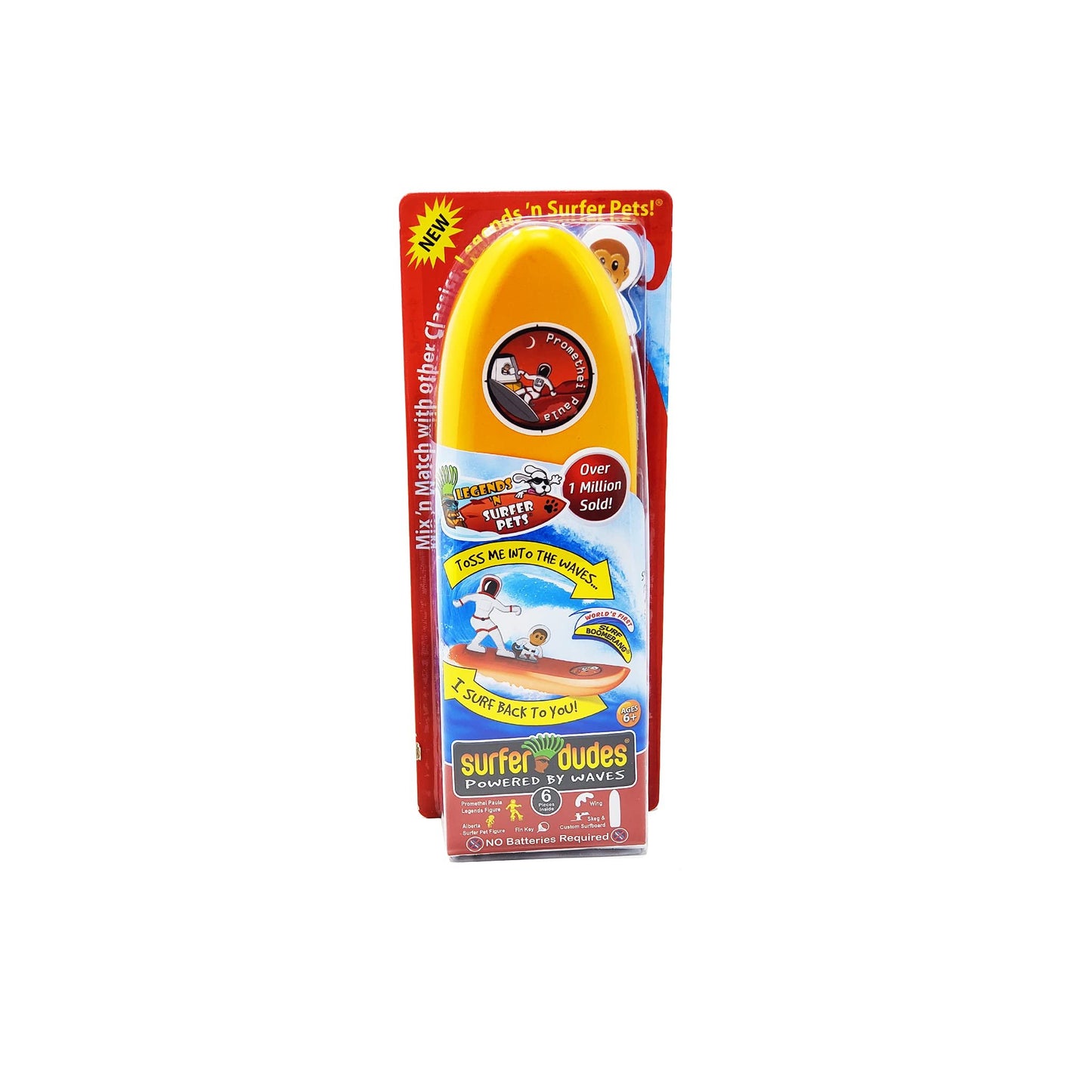 Surfer Dudes Legends & Surfer Pets Wave Powered Mini-Surfer, Pet and Surfboard Beach Toy