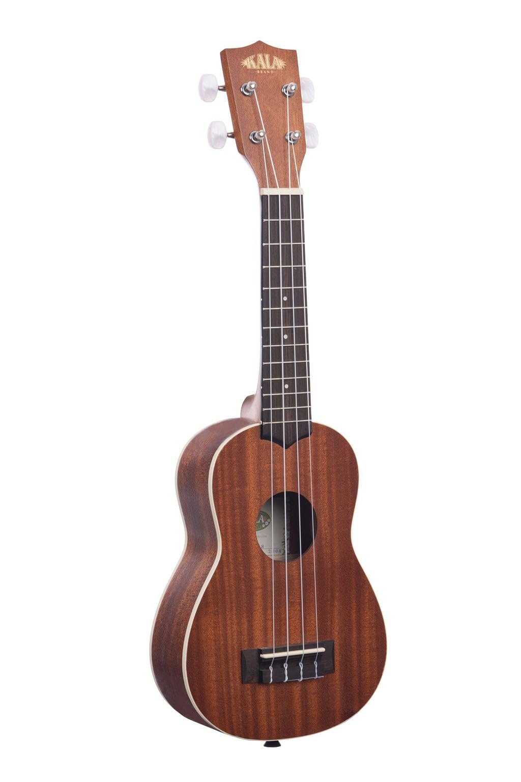 Kala Satin Mahogany Soprano Ukulele with White Binding (Brown)