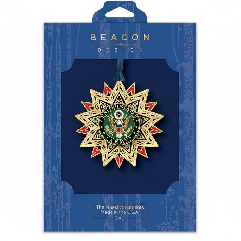 Beacon Design ChemArt 3" Vibrant Brass U.S. Army Star Decorative Hanging Ornament