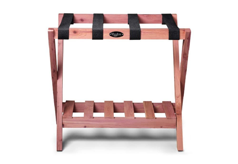 Woodlore Luggage Rack With Shoe Shelf For Guest Room,Bedroom and Home - Made In USA