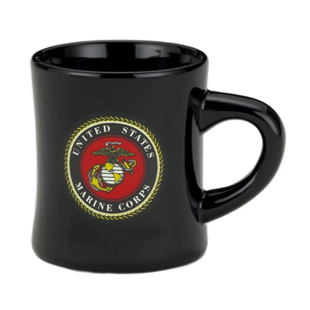 M. Cornell, Inc. United States Marine Corps Decal Logo Black 8 Ounce Stoneware Military Branch Diner Mug