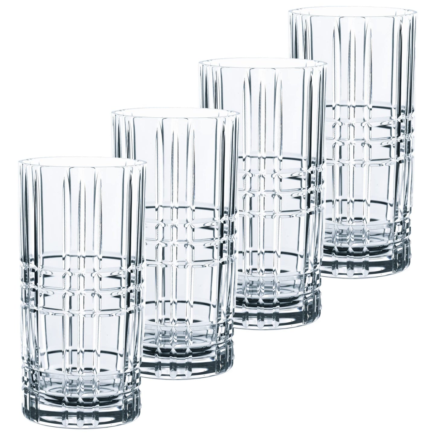 Nachtmann Longdrinkgläser Set 445 ml, 4 Stück, Square, 101049, Cocktailgläser aus Kristallglas, Trinkgläser spülmaschinenfest