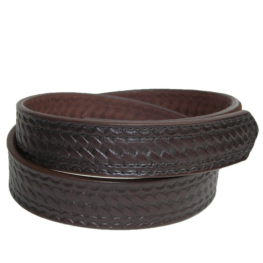 Boston Leather Men's Leather Basketweave Hook and Loop Mechanics Belt