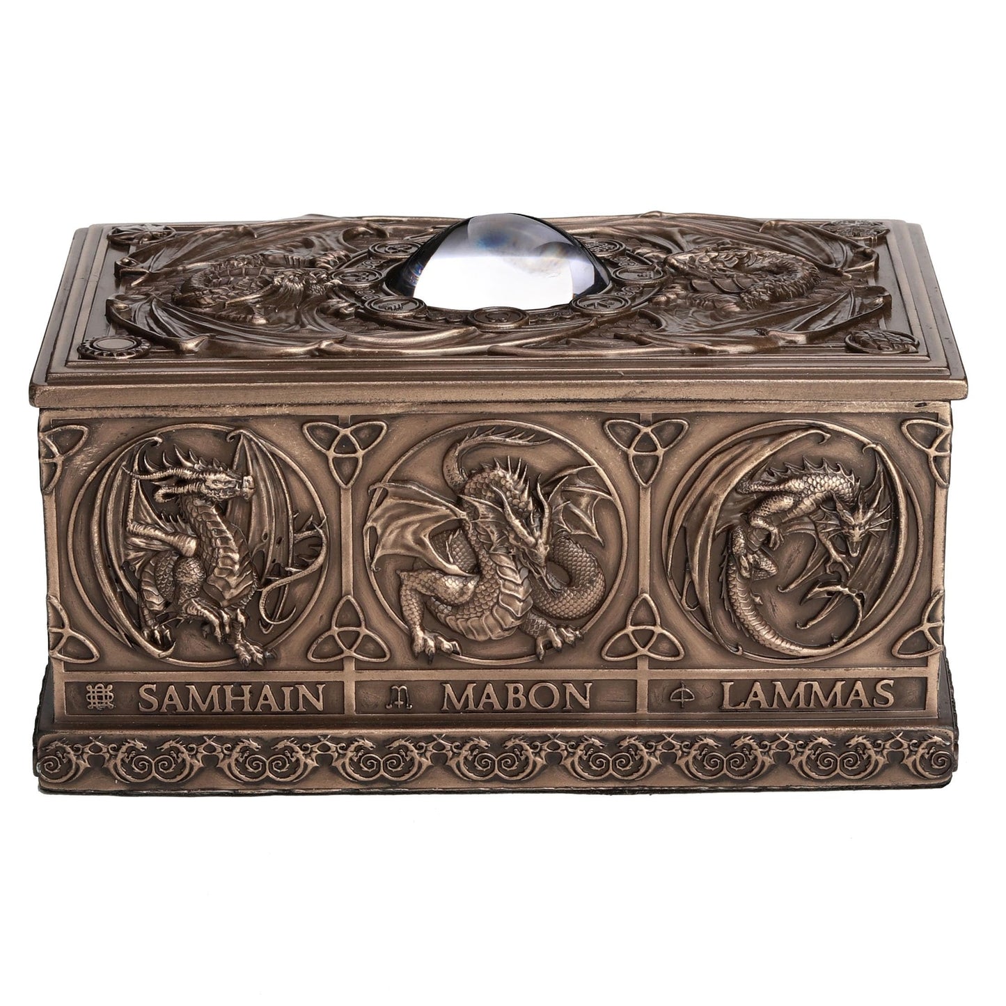 Veronese Design Dragons of The Sabbats Cold Cast Resin Mystic Bronze Finish Tarrot Box