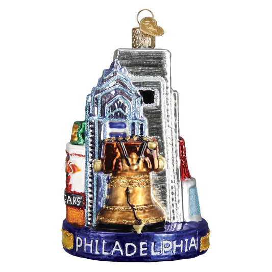 Old World Christmas Glass Blown Ornament with S-Hook and Gift Box, Location Collection (Philadelphia)