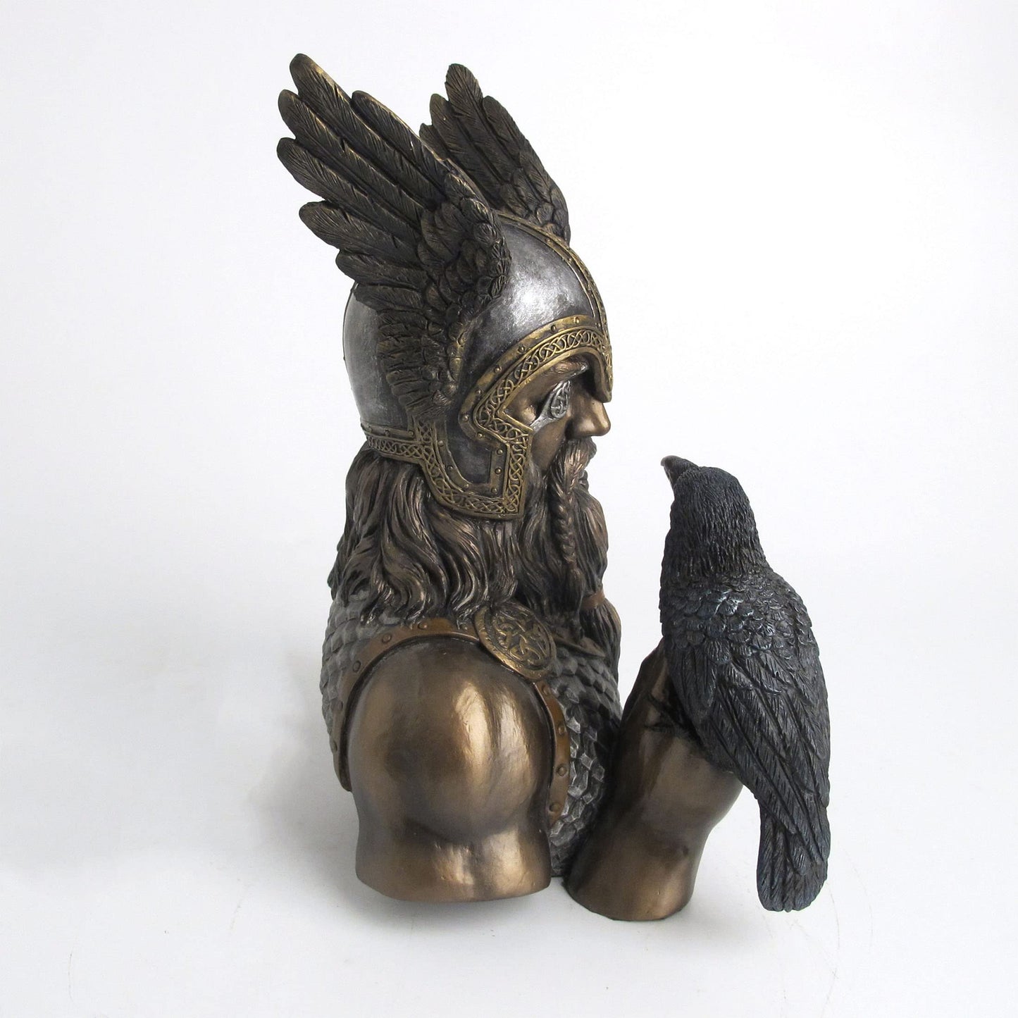 Veronese Design Norse God Odin and His Raven Hand Painted Resin Sculpture Statue