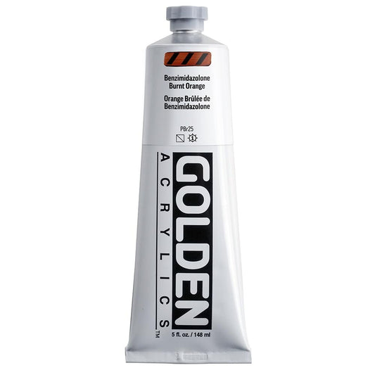Heavy Body Acrylics by GOLDEN, Benzimidazolone Burnt Orange, 5 fl. oz. Tube, Professional Acrylic Paint, Semi-Transparent