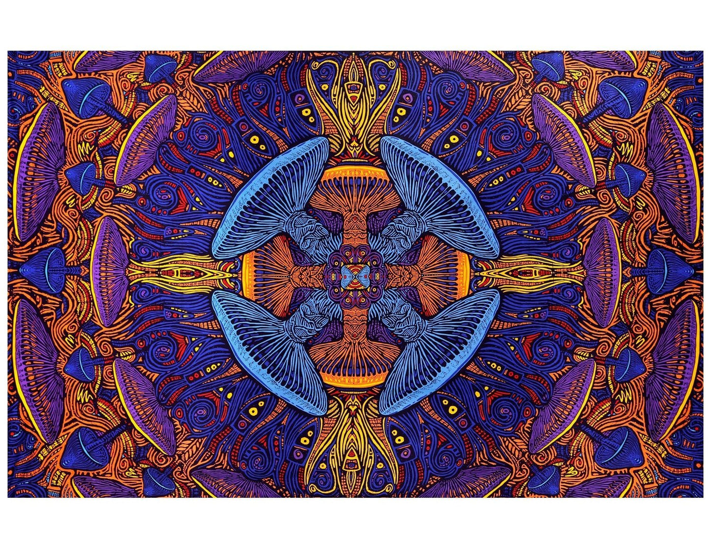 Sunshine Joy 3D Magic Mushroom Tapestry Tablecloth Wall Art Beach Sheet Huge 60x90 Inches - Amazing 3D Effects