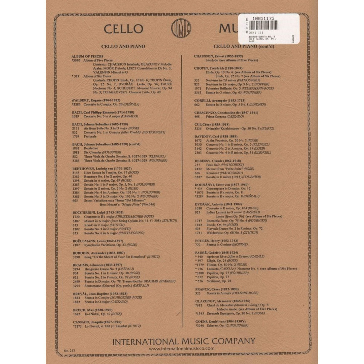 Brahms, Johannes - Cello Sonata No 2 in F Major, Op 99 - Cello and Piano - edited by Rose - International Music Company [Sheet music] [Sheet music] [Sheet music] [Sheet music] [Sheet music] [Sheet music] [Sheet music] [Sheet music] [Sheet music] [Sheet...