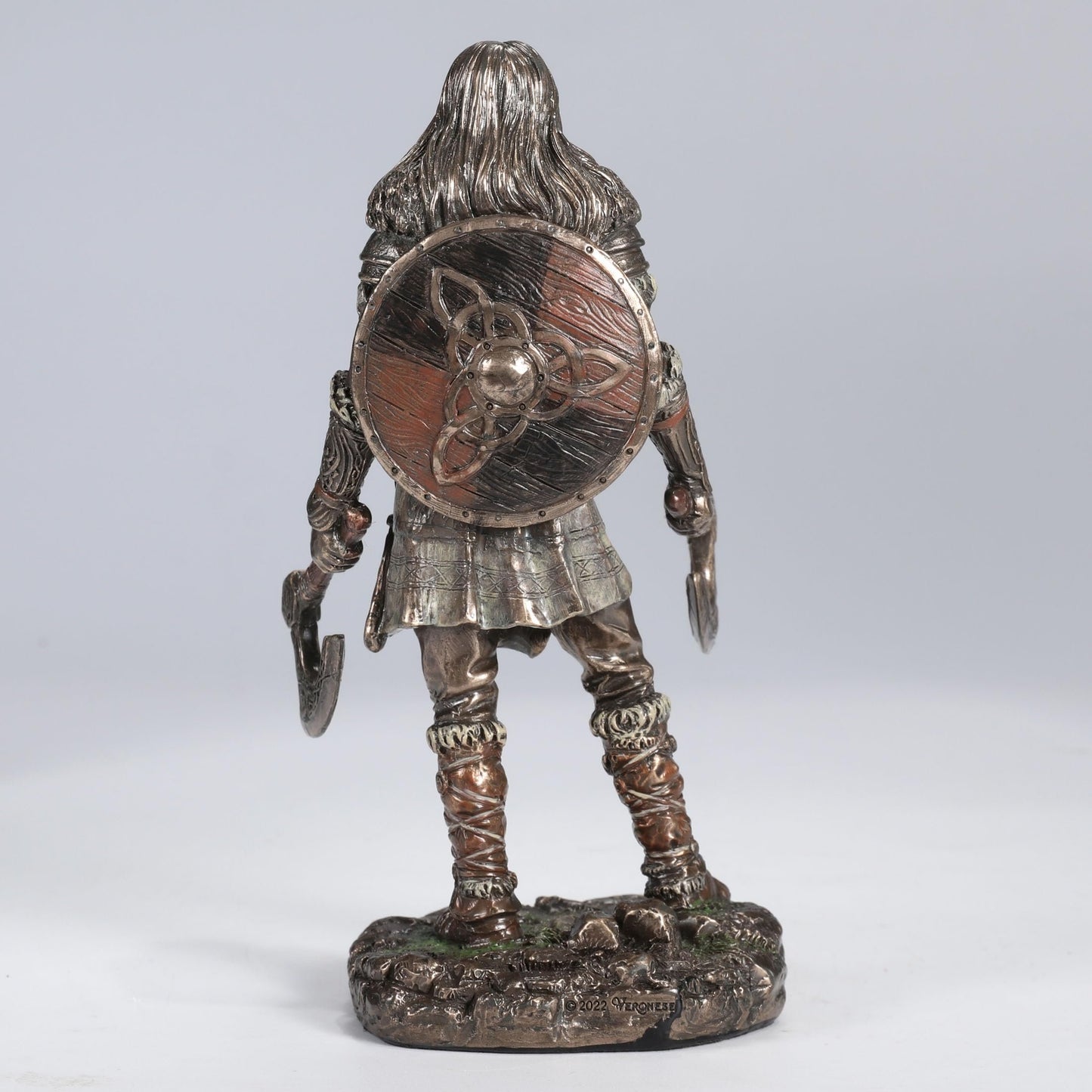 Veronese Design 6 1/8 Viking Twin Axes Berserker Female Resin Sculpture Cold Cast Bronze Finish
