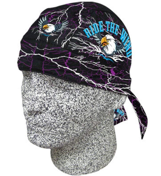 Danbanna Deluxe Eagle Feel The Wind Eagle Black Purple Lightning Head Wrap Cap Hat Sweatband