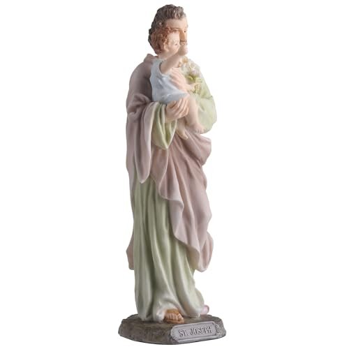 Veronese Design 8 1/4 Inch Saint Joseph Holding Baby Jesus Resin Sculpture Hand Painted Religious Decoration