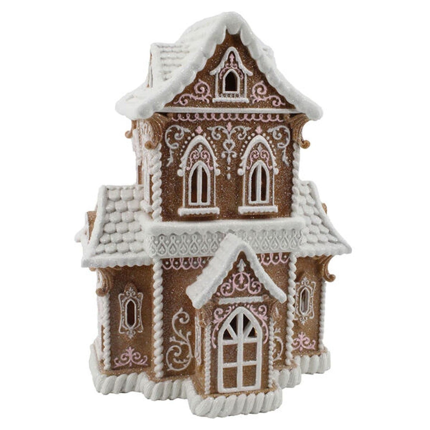 December Diamonds Gingerbread Victorian House with Led Figurine
