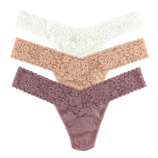 hanky panky - Daily Lace Low Rise Thongs for Women | Lacy Lingerie, Comfortable Underwear | One Size (2-12) | 3 pack